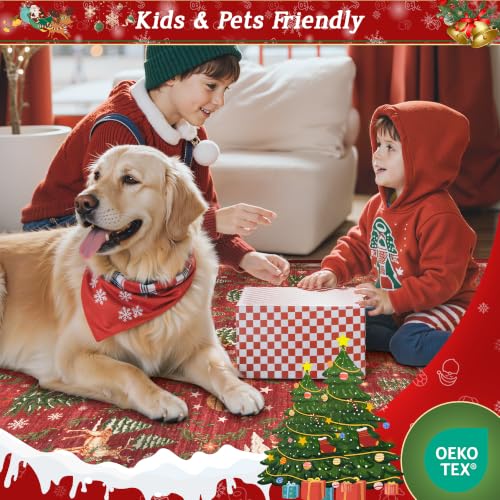 Christmas Hallway Runner Rug 2x8 Washable Non-Slip Red Floor Mat - Variation: Christmas Red / 2' x 8'