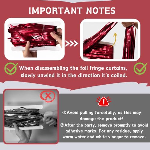 Matte Burgundy Foil Fringe Tinsel Backdrop - 2 Panels, 3.3x6.6 Ft