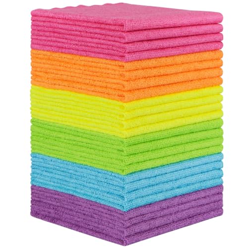 Oighty Multicolor Microfiber Cleaning Cloths 24 Pack, Soft & Reusable 12x11 Inch