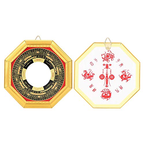 Tyenaza Brown Feng Shui Bagua Concave Mirror for Luck & Protection