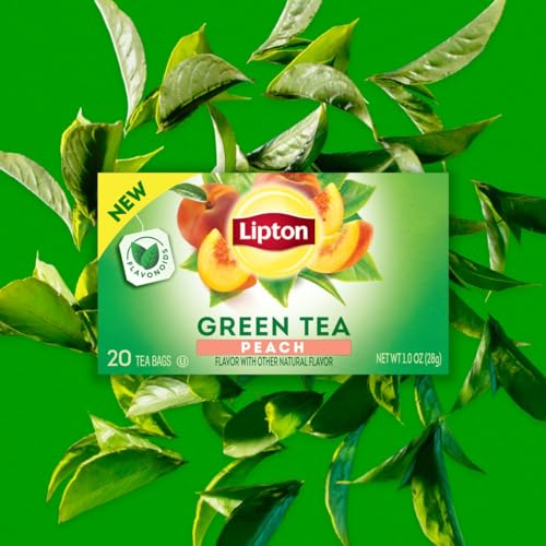 Lipton Peach Green Tea Bags - 20 Count Pack of 3, Caffeinated
