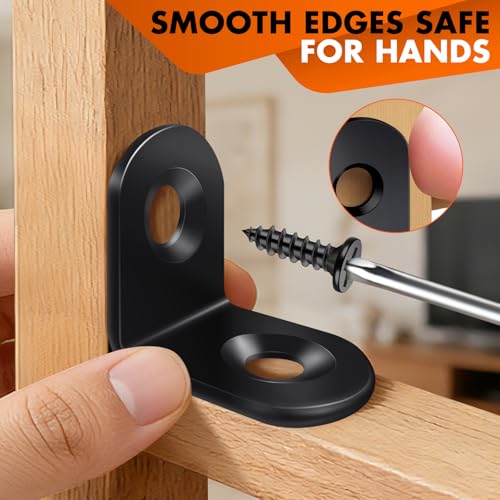 40PCS Black L Brackets for Wood Furniture Reinforcement
