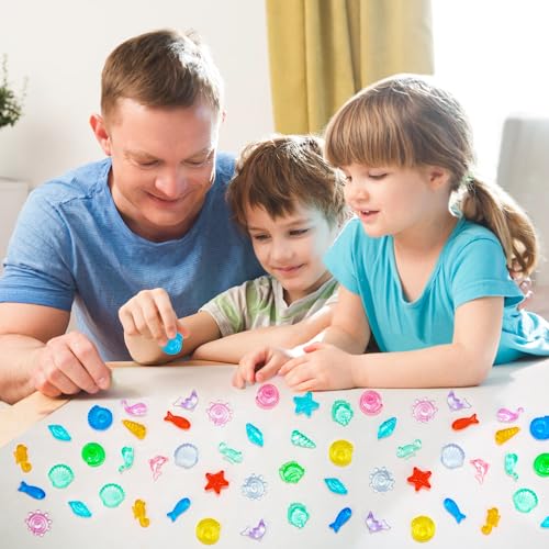 450-Piece Mini Ocean Sensory Bin Filler Kit - Plastic Seashells & Gems