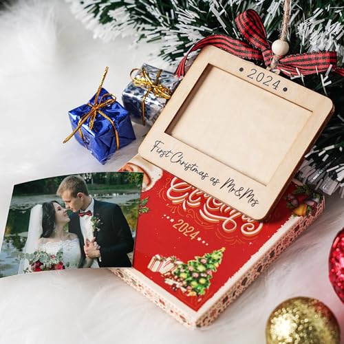 Christmas Photo Frame Ornament Mr & Mrs Keepsake Holiday Decor