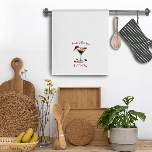 Espresso Martini Christmas Kitchen Towels - 16x24 in Hand Towels, Santa’s Favorite Gift