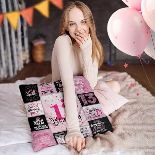 13th Birthday Pillow Cover for Girls - 18x18 Inch Polyester