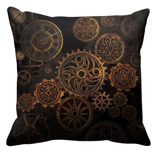 Emvency Steampunk Gears Throw Pillow Cover, 16 x 16 Inch