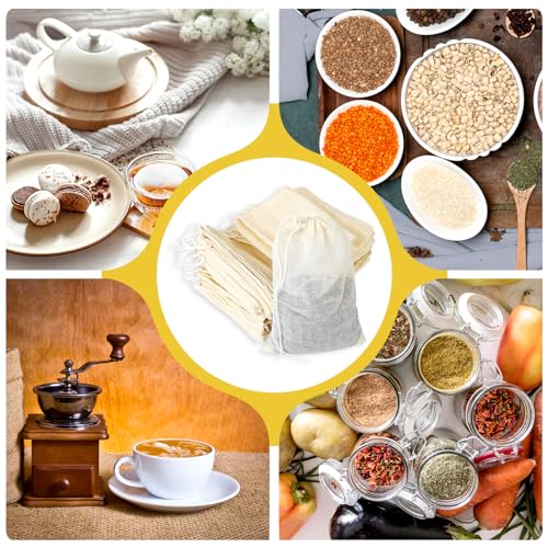 Reusable Cotton Spice & Tea Bags 30pcs 3x4 Inch Drawstring Mesh Sachets