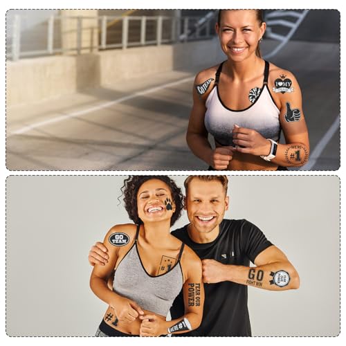 Black Team Spirit Temporary Tattoos - 138PCS Glitter Party Favors