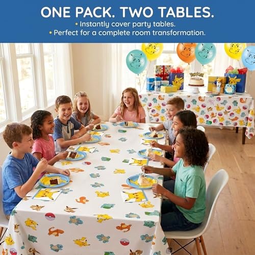 Pokemon Table Cloth 2-Pack - 54 x 84-Inch Birthday Party Decor