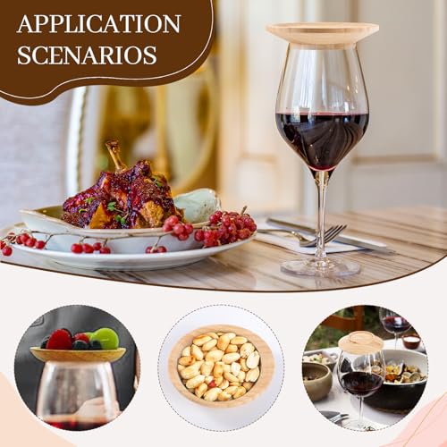 WSICSE 12 Pcs Bamboo Wine Glass Charcuterie Toppers - 4 Inch