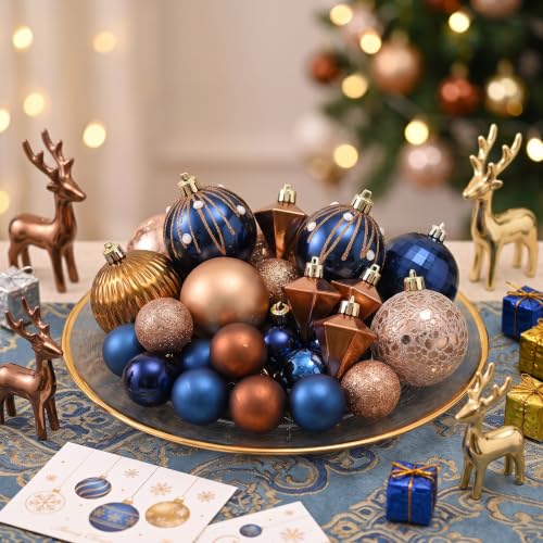 DecorbyHannah 28pcs Christmas Blue Copper Gold Tree Ornament Set - Variation of THIS listing
