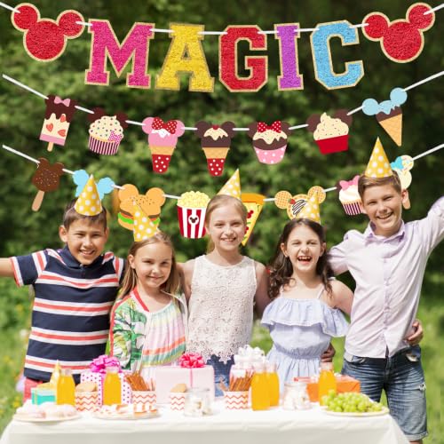 Mouse Head Birthday Party Banner - 22 Pcs Garland with Magic Theme
