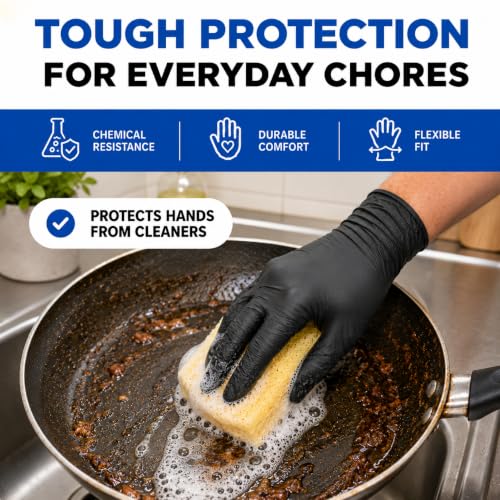 Black Nitrile Disposable Gloves - Food Grade, 5 Mil, XLarge, 100 Count