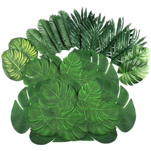 50pcs Green Artificial Tropical Palm Leaves for Party Decor