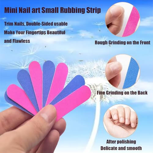 Transun Moo Mini Nail Files Bulk 100 Pack - 2 Inch Disposable Emery Boards for Manicure and Pedicure