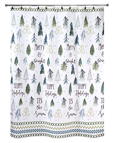 Christmas Fabric Shower Curtain - Holiday 72x72 Inches, Festive Holiday Decor