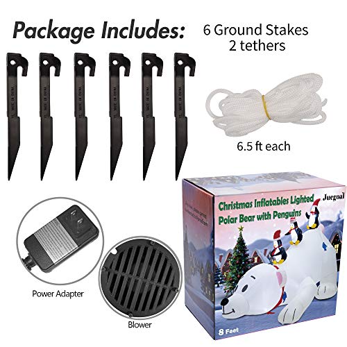 Large Lighted Christmas Inflatable Polar Bear with Penguins - Yard & Garden Decor