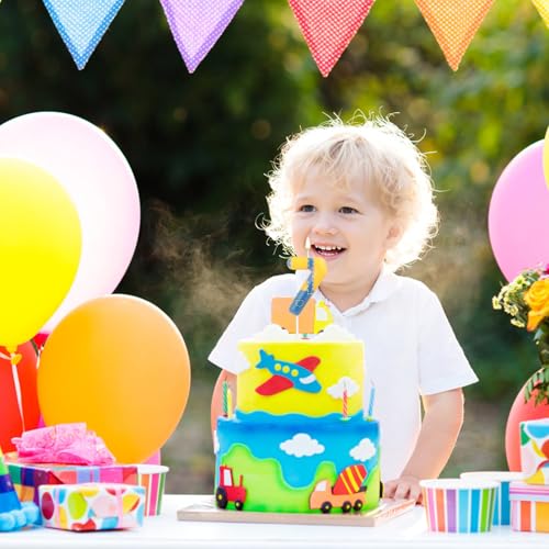 Blue and Yellow Number 7 Birthday Candle - Anime Cartoon Design