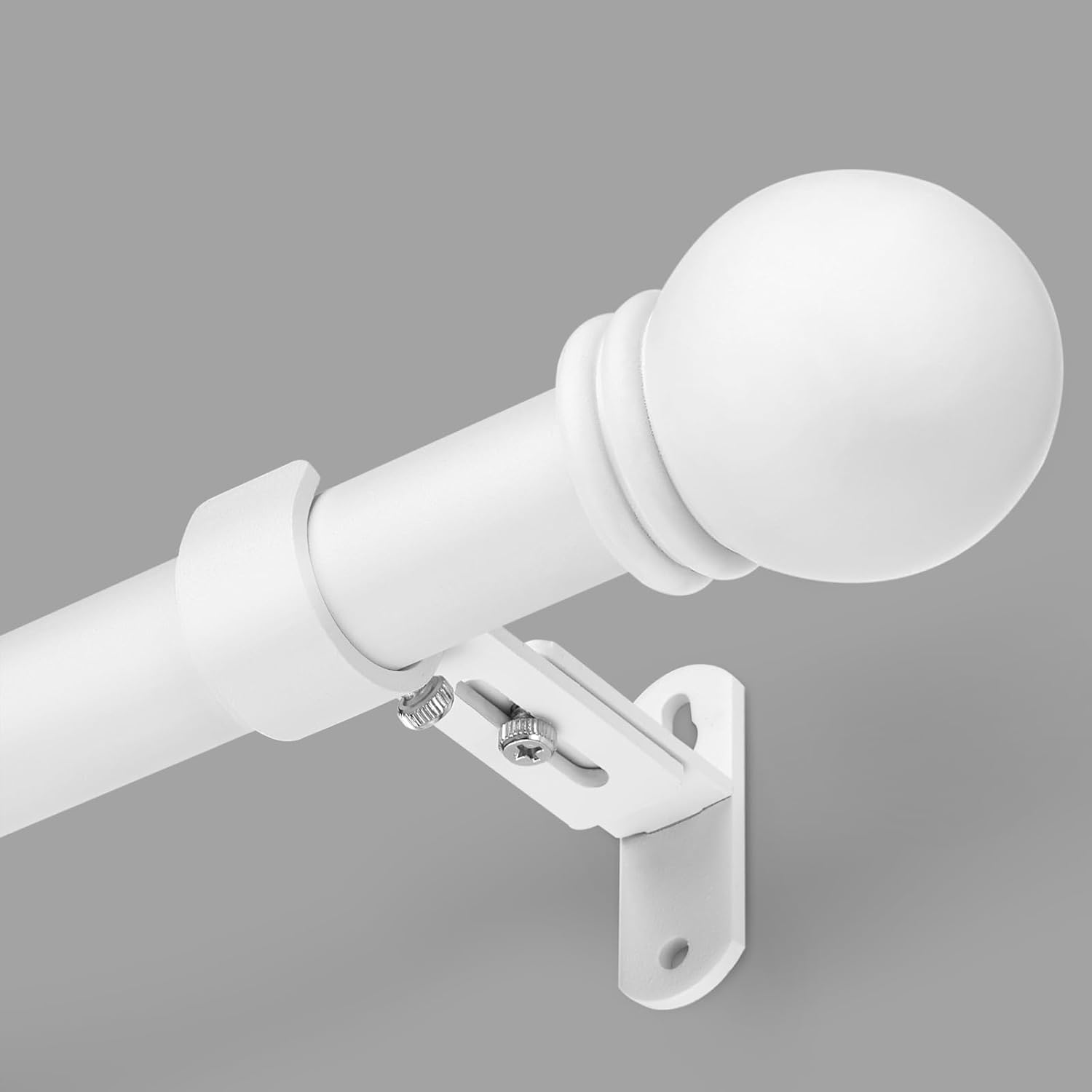 Max Adjustable Curtain Rods by [Brand Name] | 16 to 48 Inches | 1" Diameter with Round Finials - White
