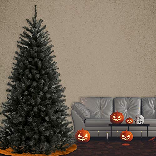 Unlit 6.5ft Black Christmas Tree - North Valley Spruce, Full Artificial Holiday Tree with Hinged Branches