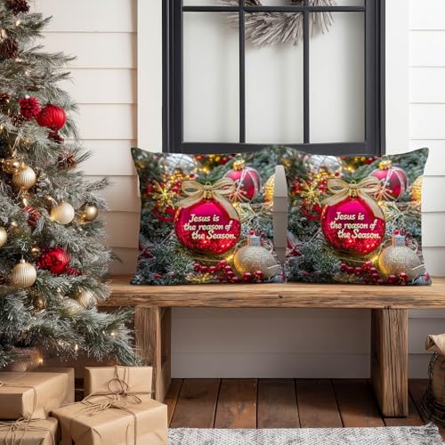 Jesus is the Reason Christmas Throw Pillow Covers - 18x18 Set of 2 #003
