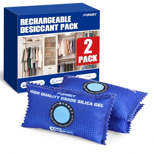 FURWEY Rechargeable Desiccant Packs 2 Pack - 100g Blue
