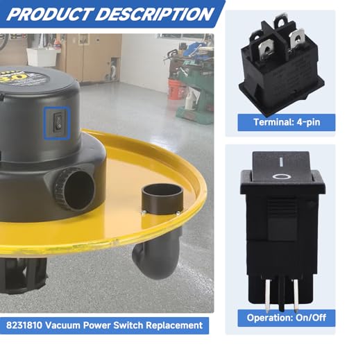 Power Switch for Shop-Vac Wet Dry Vacuums Replacement 8231810