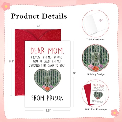 Funny Mother's Day Card from Prison with Envelope - 5.5"x8"