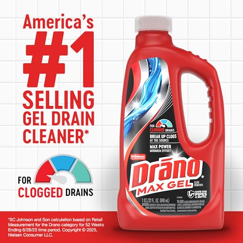 Drano Max Gel Drain Clog Remover, Fast-Acting Pipe Cleaner, 32 Fl Oz