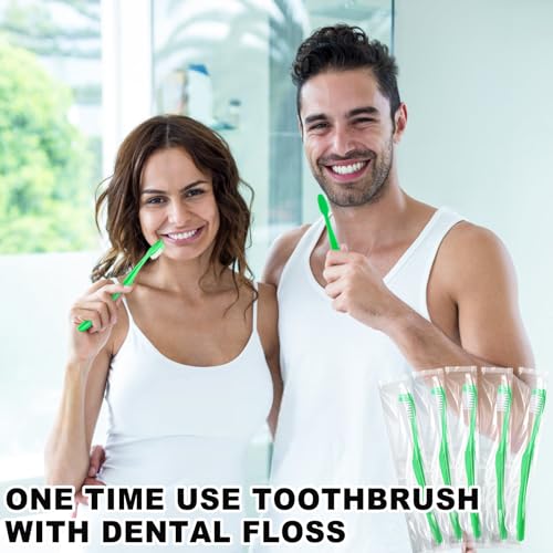 HAIFOTRVA Disposable Toothbrushes with Floss 10-Pack Travel Kit