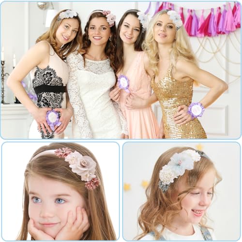 Ainvhh 2 PCS Rose Flower Headband Boho Floral Hair Band Crown for Women