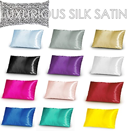TAOSON Satin Pillow Covers - Set of 2, 18x18 Inch, White