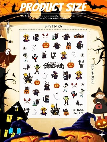 Halloween Nail Art Stickers 12 Sheets Self-Adhesive Decals Skull Pumpkin