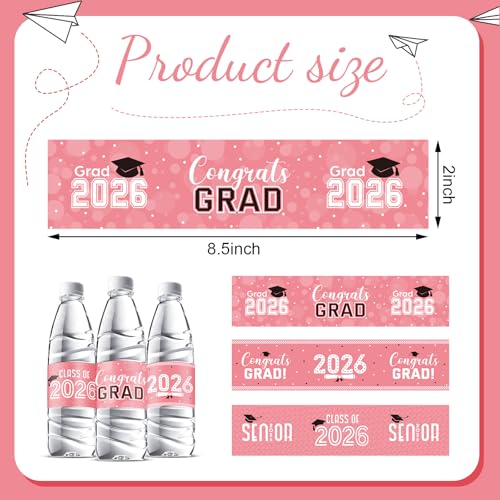 39 Pcs Graduation Water Bottle Labels - Class of 2026 Stickers