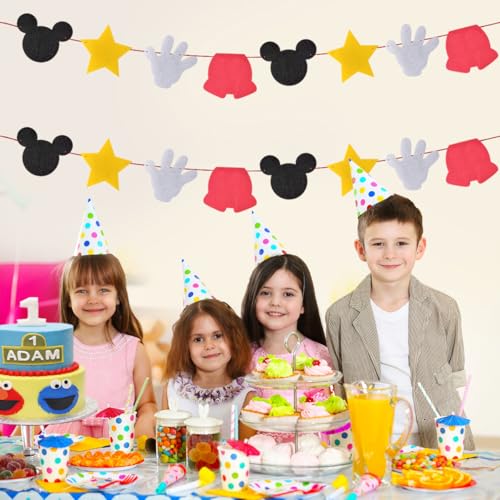 Mouse Theme Felt Party Banner - Yellow Decorative Birthday Pennant