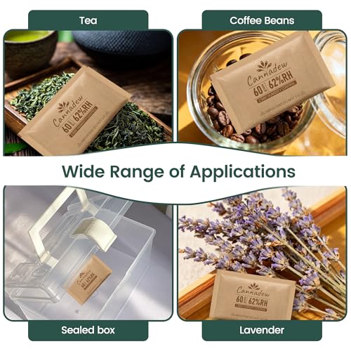 CANNADEW 62% RH Two-Way Humidity Control Packs, 60g Large Size (6 Pack)