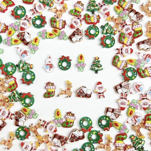 50 Pcs 3D Christmas Nail Charms Resin Winter Holiday Nail Art Gems