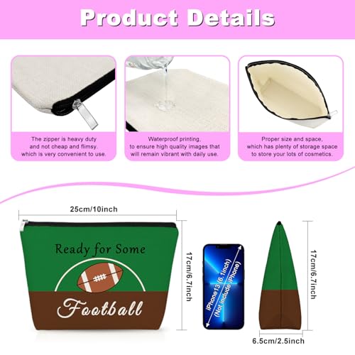 Football Makeup Bag Soccer Theme Cosmetic Pouch for Fans and Players