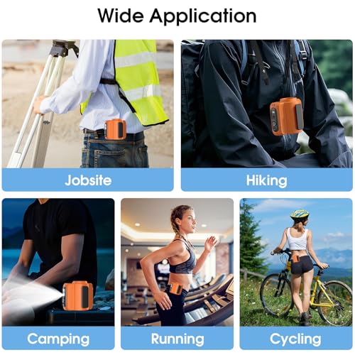 TrendGear Portable Waist Clip Fan, 5000mAh Rechargeable Orange Belt Fan