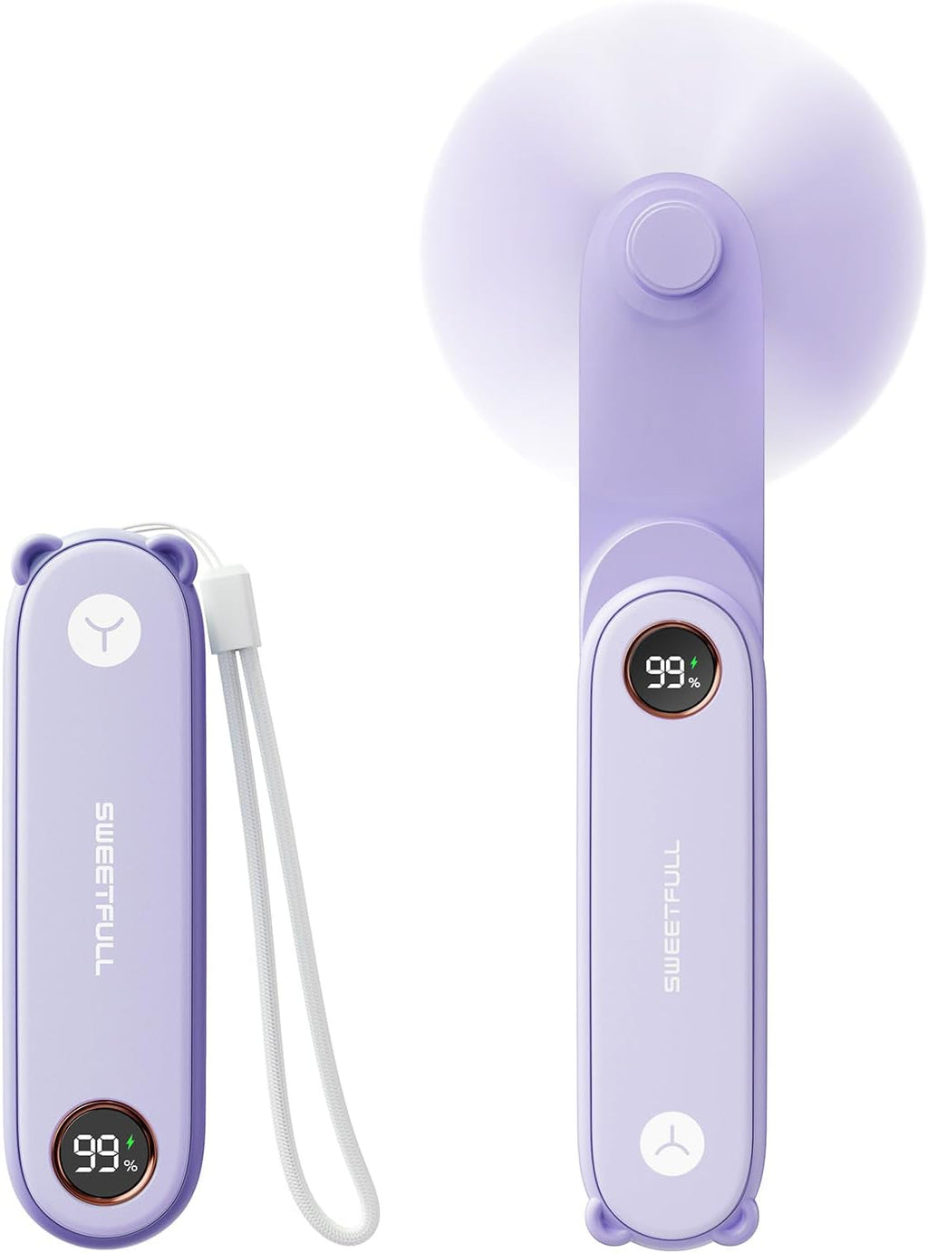 Sweetfull Portable Handheld Mini Fan - 3-in-1 USB Rechargeable with LED Display | Compact & Foldable for Travel