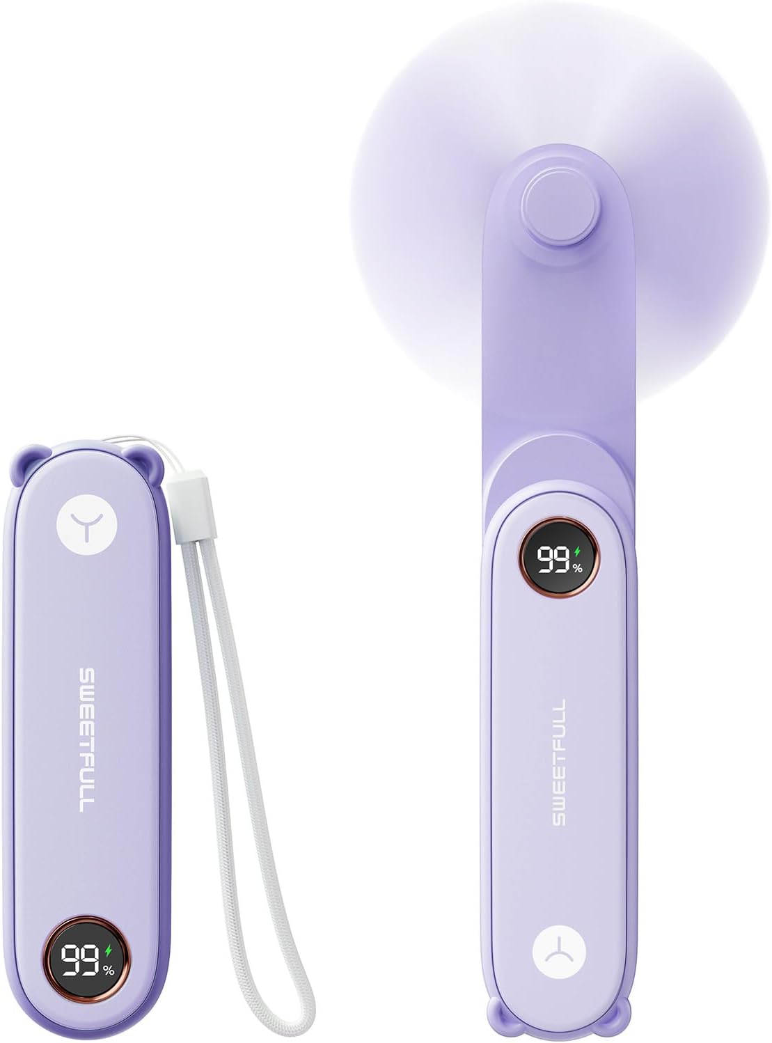 Sweetfull Portable Handheld Mini Fan - 3-in-1 USB Rechargeable with LED Display | Compact & Foldable for Travel