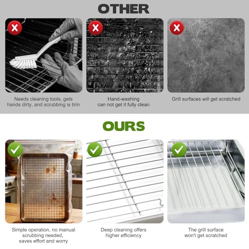 8 Pack Heavy Duty Oven Rack Cleaning Bags – No Scrub, Reusable