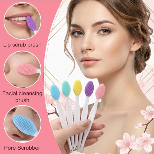 Kynigo 20-Piece Double-Sided Silicone Lip Scrub Brush & Exfoliator Tool Set