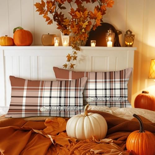 Benjia 12x20 Autumn Throw Pillow Covers Set of 2 - Watercolor Design