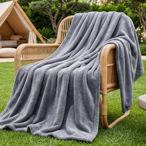 Bedsure GentleSoft Twin Fleece Blanket - 300GSM Cozy Grey