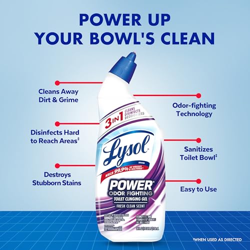 Lysol Power + Odor Fighting Toilet Bowl Cleaner, Fresh Clean, 24 oz, 2 Pack
