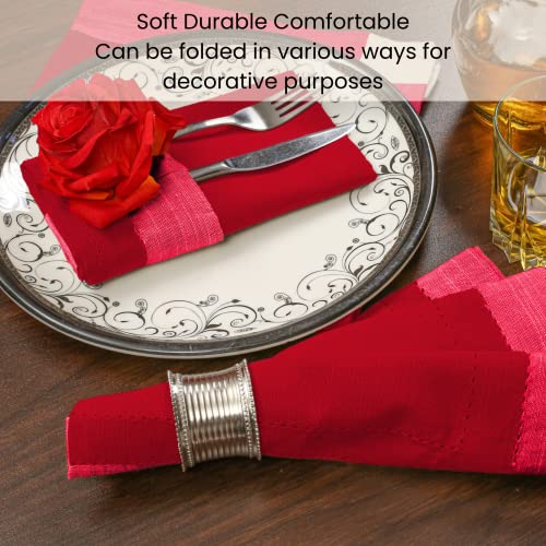 Red Cotton Cloth Napkins Set of 12 20x20 Inches - Ultra Soft & Washable