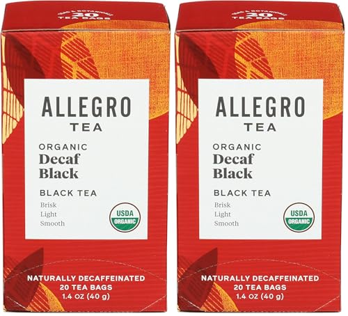 Allegro Organic Decaf Black Tea Bags, 20 Count (Pack of 2)