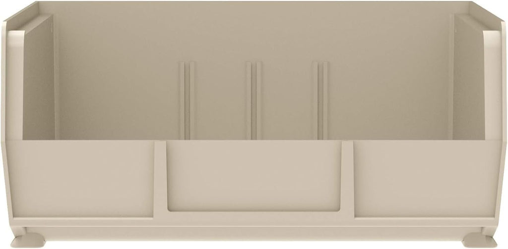 Akro-Mils Plastic Storage Bins - Space-Saving Stackable Organizers for Garage & Pantry | 11" x 11" x 5", Stone, 6-Pack